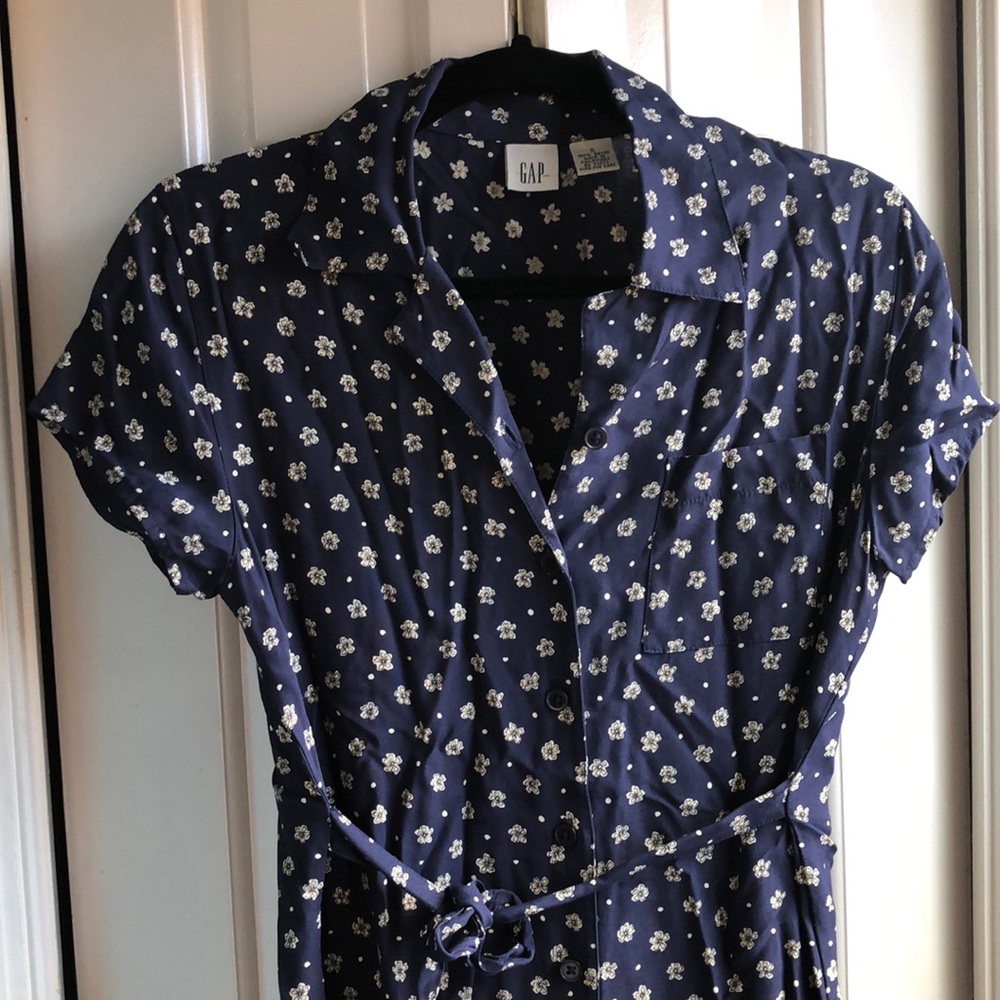 VINTAGE Navy Blue floral GAP dress
